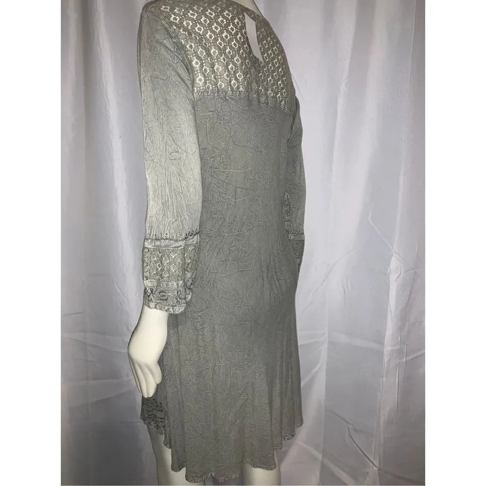 NWT VENUS IMPORTS EMBROIDERED‎ SAGE GREEN RAYON DRESS S/M - Picture 6 of 10